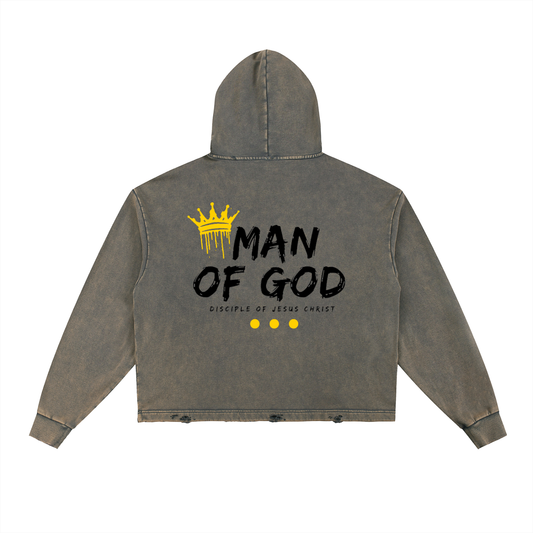 EMET Vintage Washed Frayed-Hem Hoodie