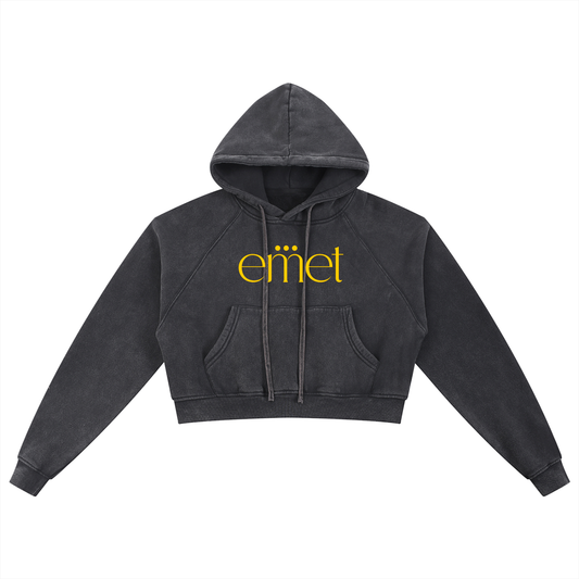 EMET Washed Cropped Hoodie
